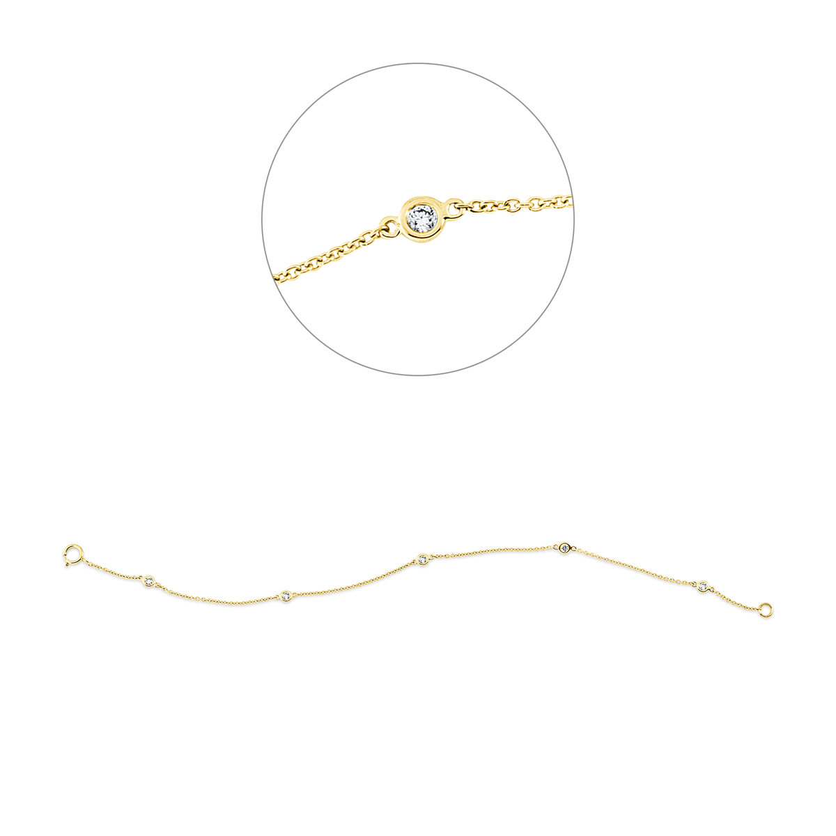 diamond full cut modern woman bracelet in yellow gold