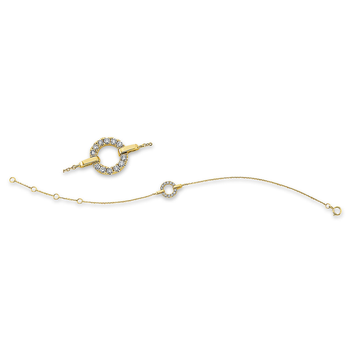 diamond full cut modern woman bracelet in yellow gold