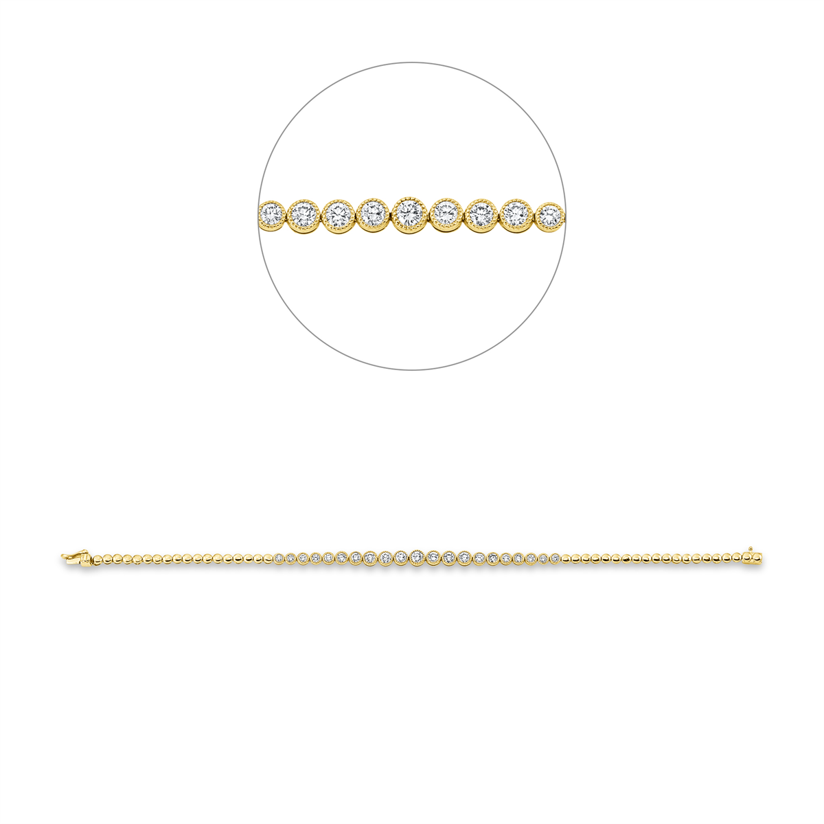 diamond full cut modern woman bracelet in yellow gold