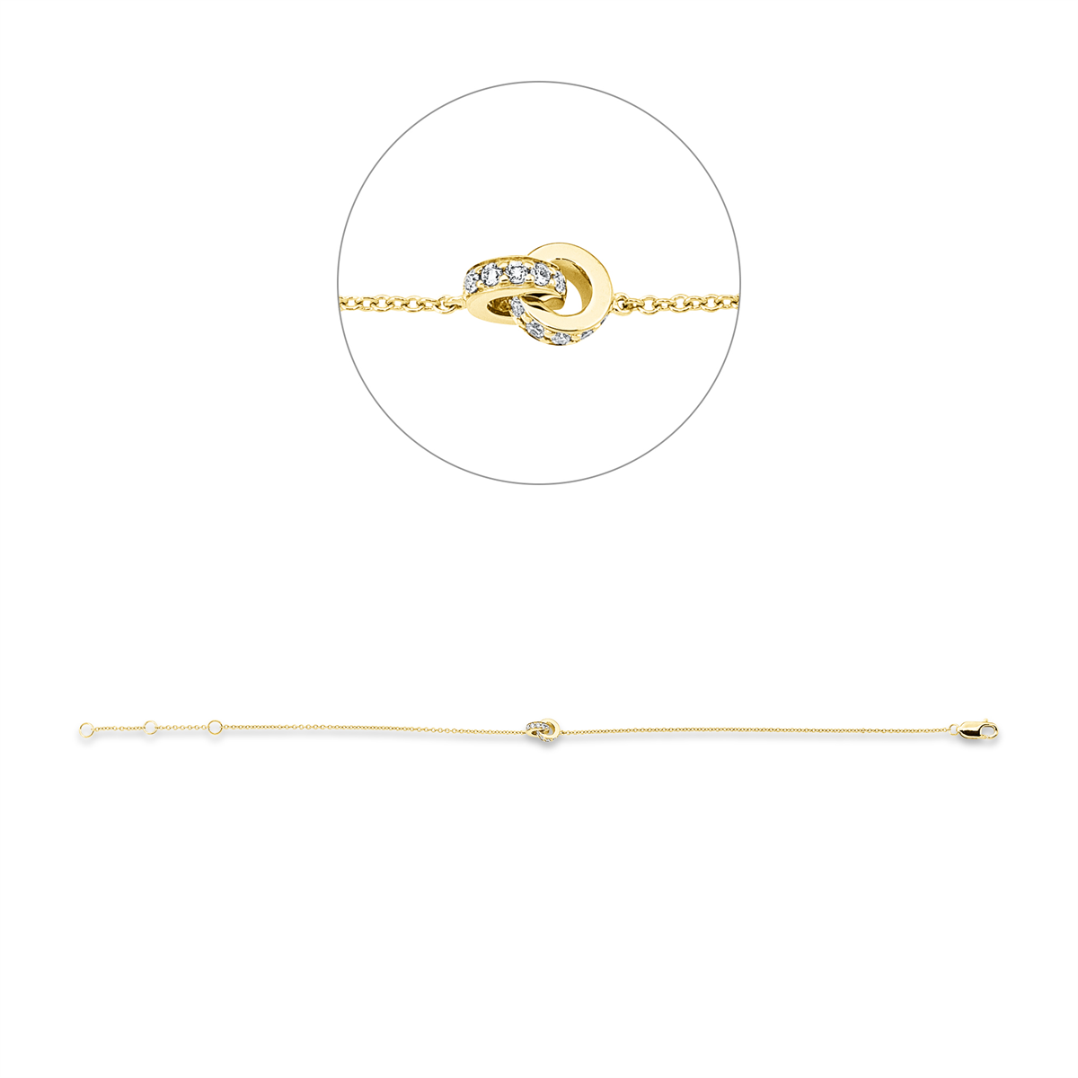 diamond full cut modern woman bracelet in yellow gold