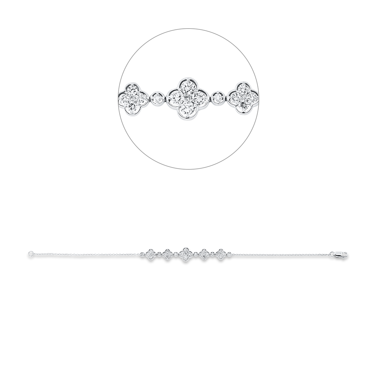 diamond full cut modern woman bracelet in white gold
