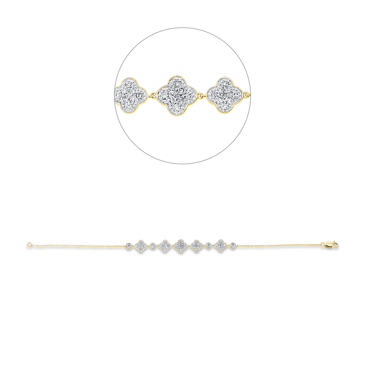 diamond full cut modern woman bracelet in yellow gold