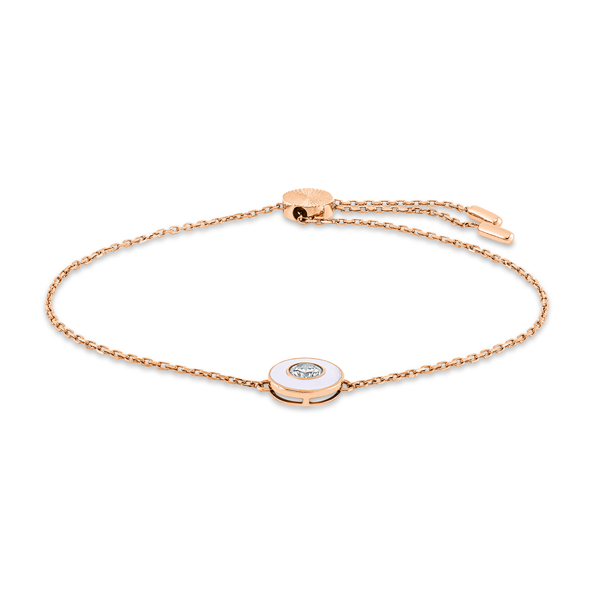 diamond full cut enamel modern woman bracelet in red gold