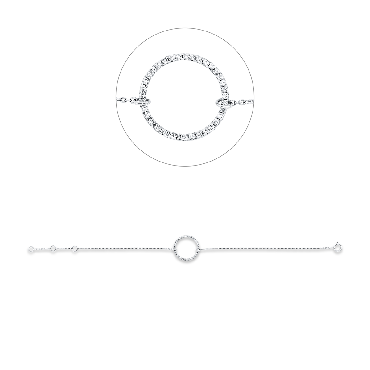 diamond full cut modern woman bracelet in white gold