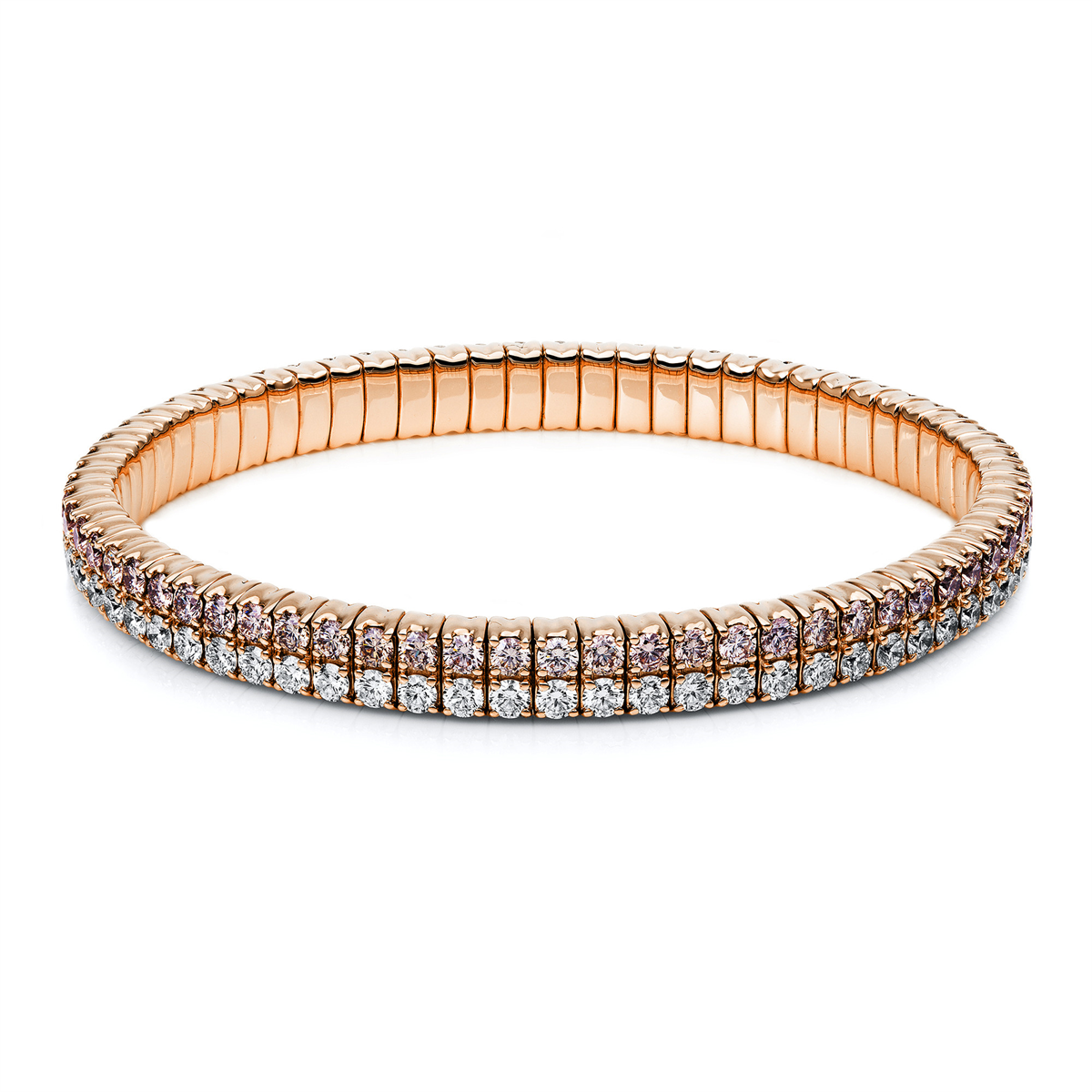 diamond full cut flex bracelet in red gold