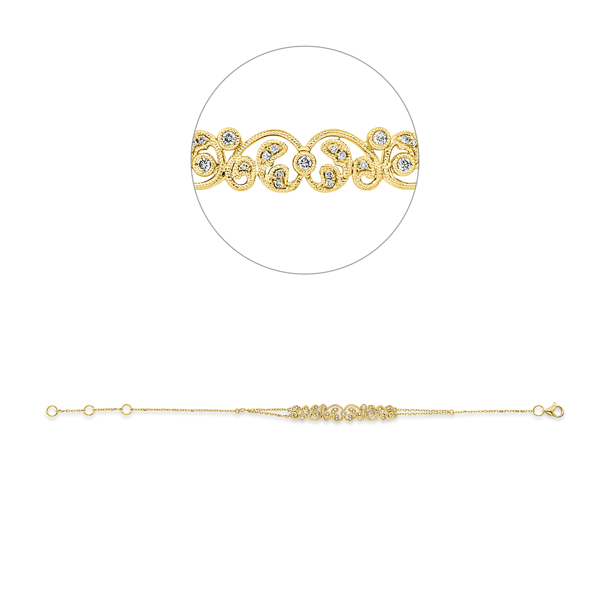 diamond full cut modern woman bracelet in yellow gold