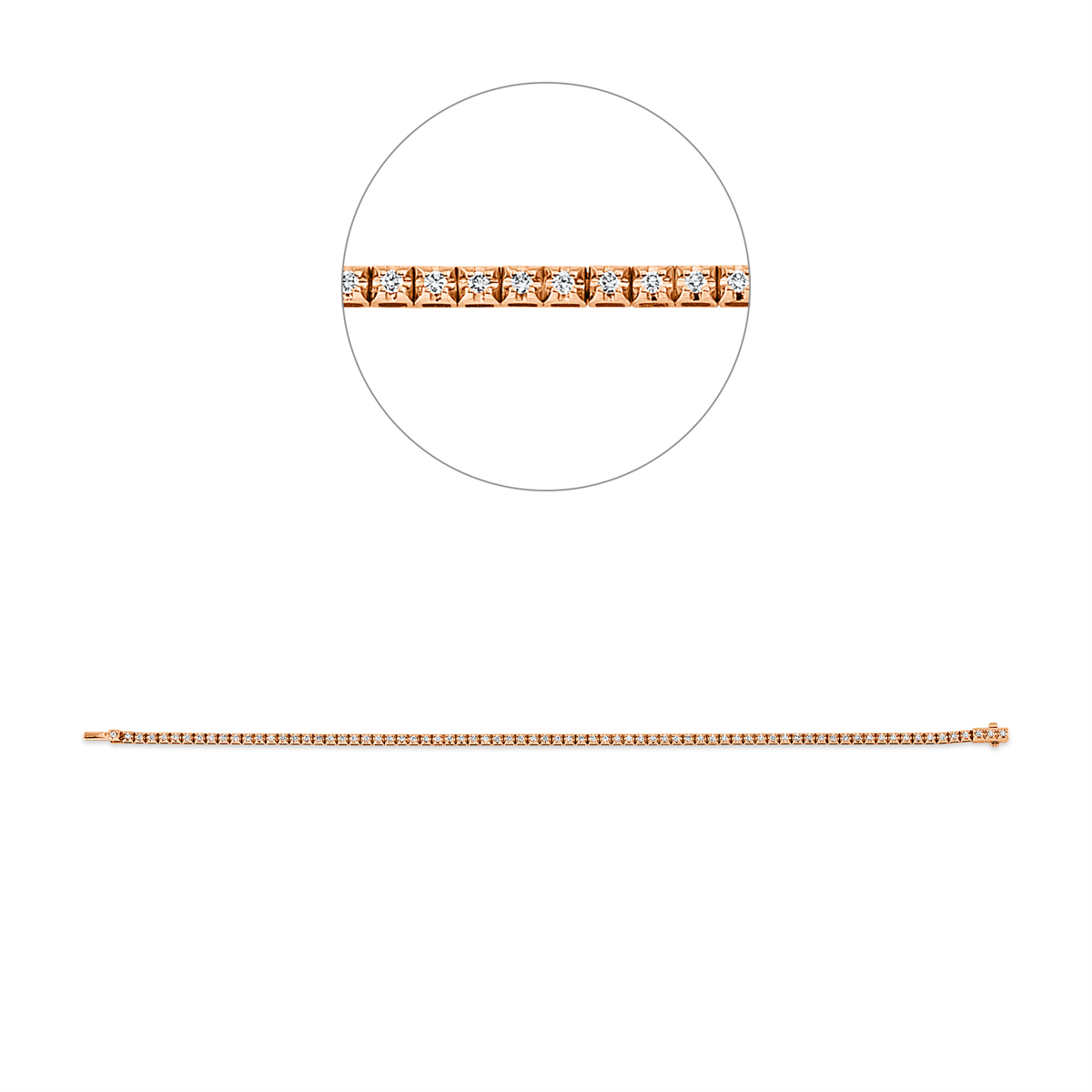 diamond full cut tennis bracelet bracelet in red gold