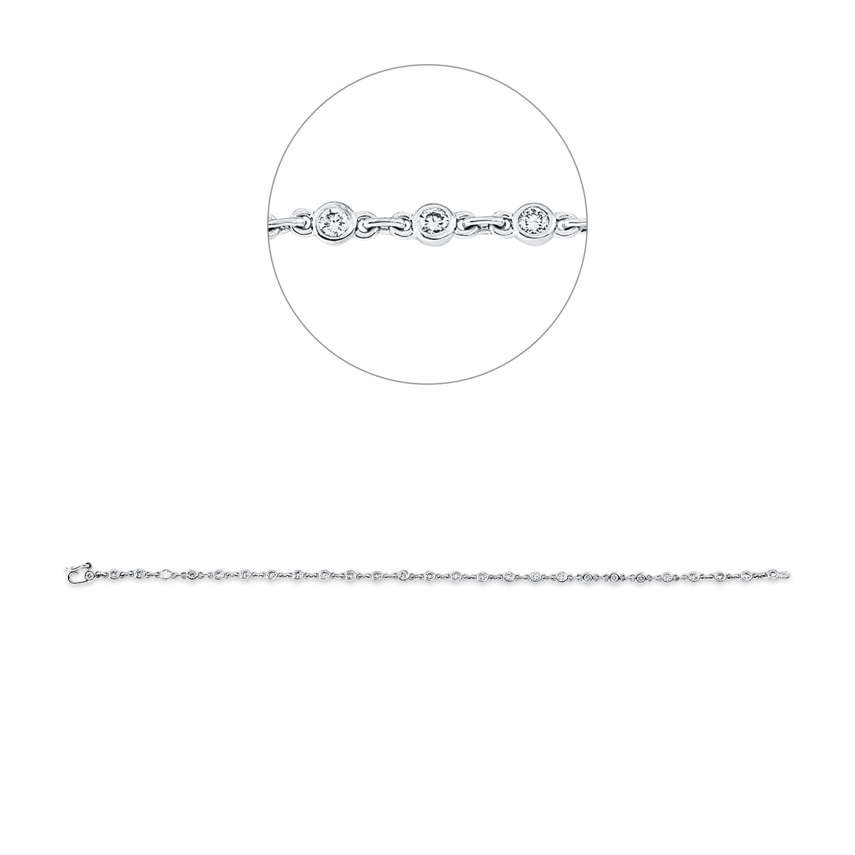 diamond full cut modern woman bracelet in white gold