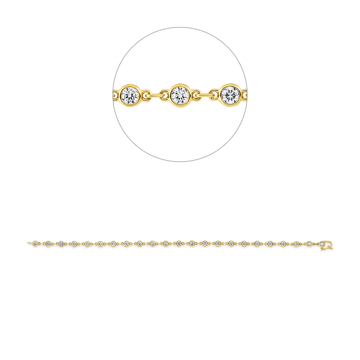 diamond full cut modern woman bracelet in yellow gold