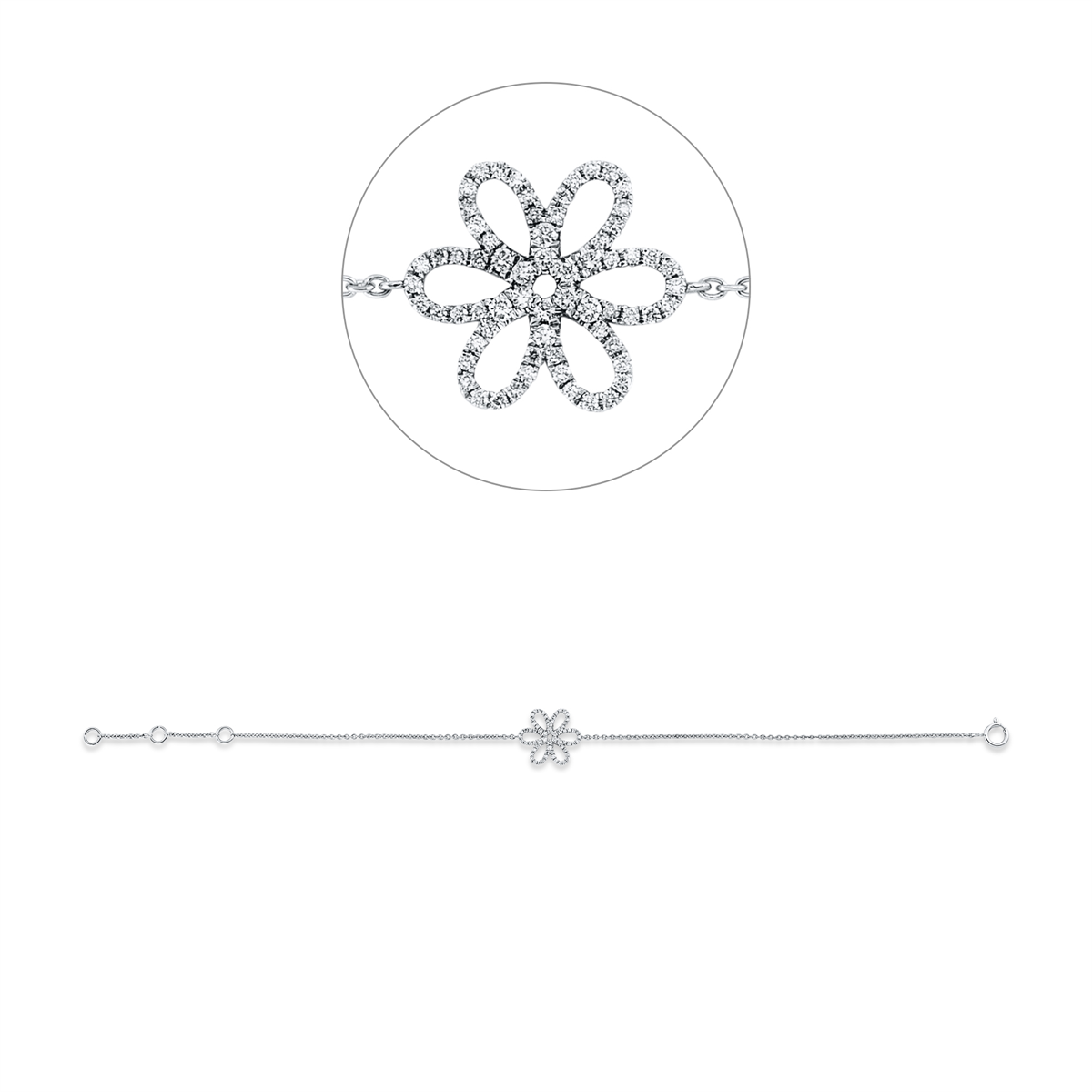 diamond full cut modern woman bracelet in white gold