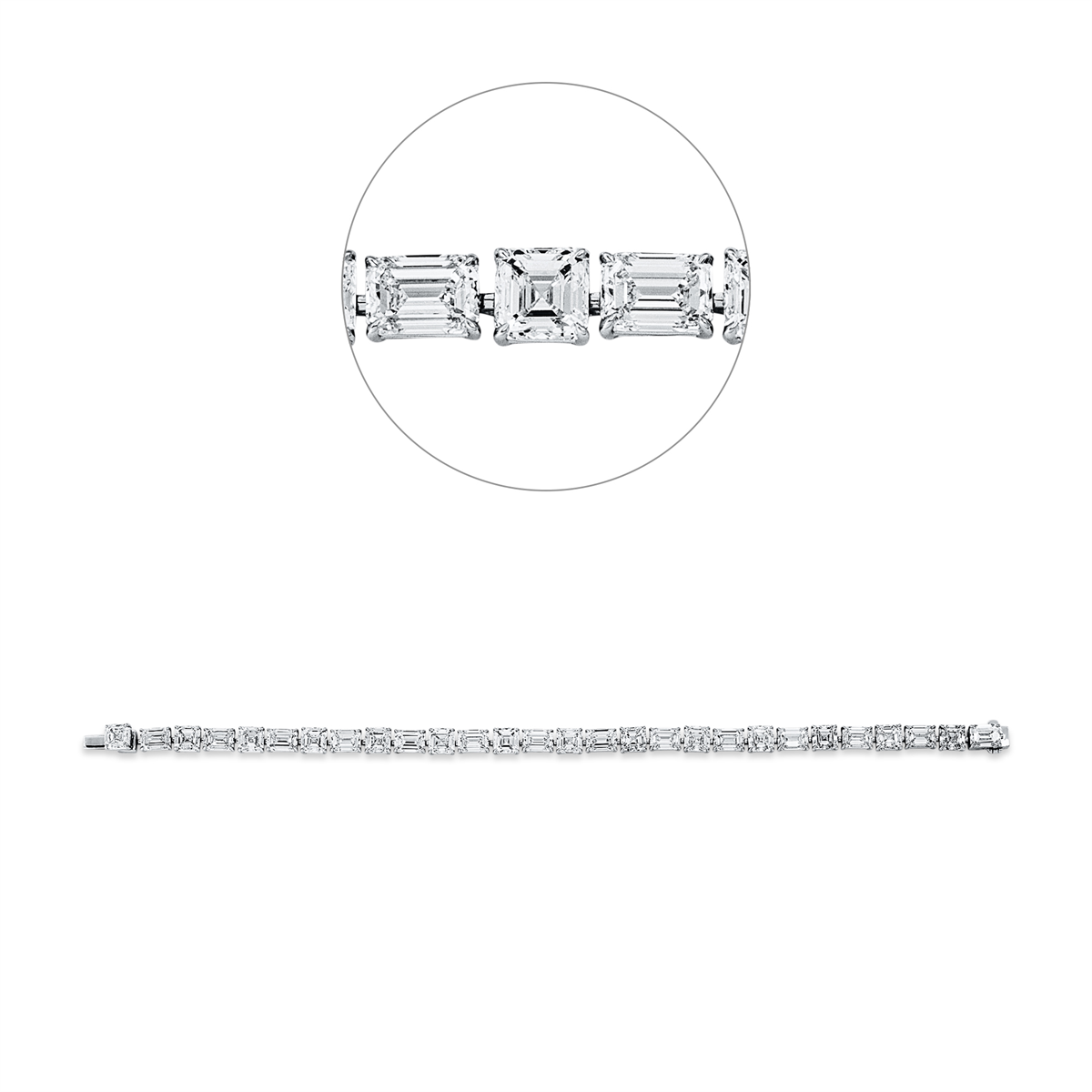 emerald cut exclusive bracelet in white gold