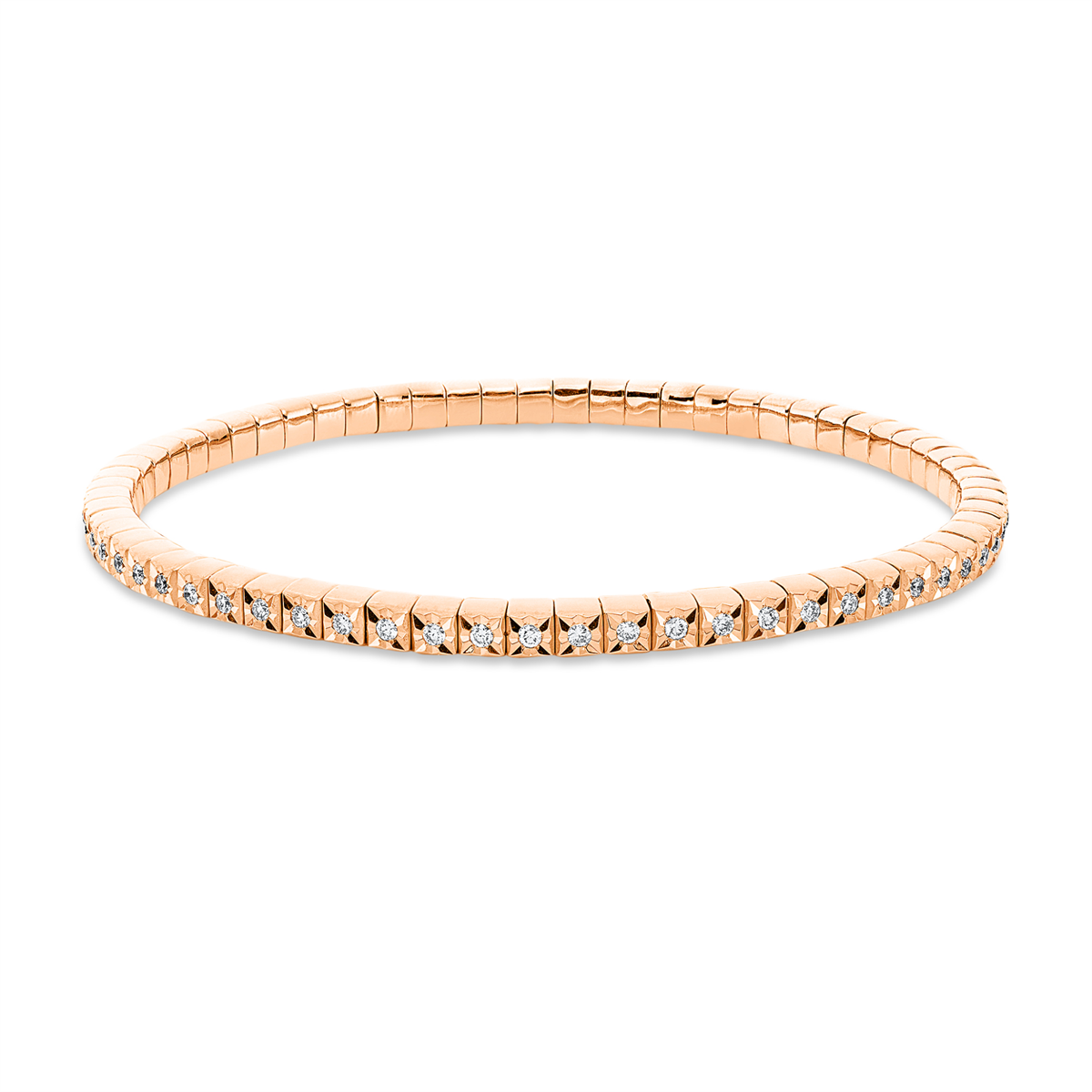 diamond full cut flex bracelet in red gold