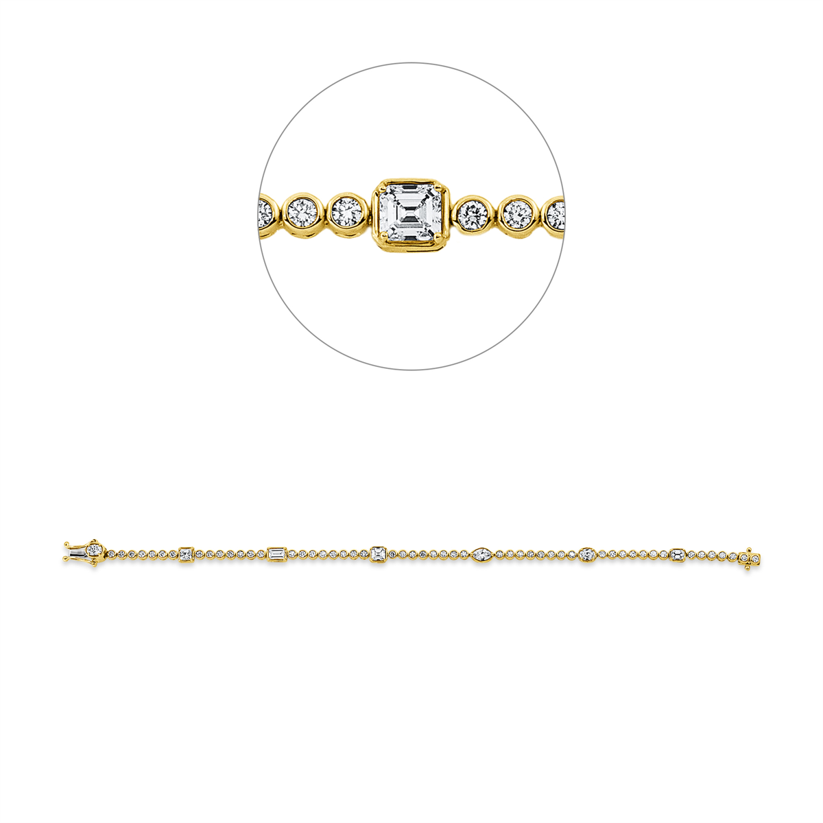 diamond full cut multi-stone bracelet in yellow gold / white gold