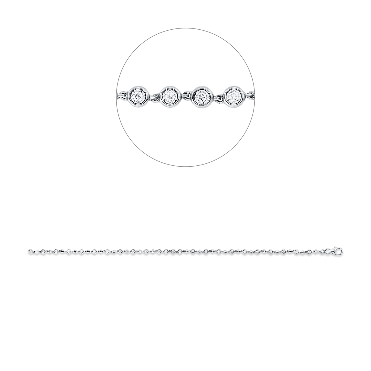 diamond full cut modern woman bracelet in white gold