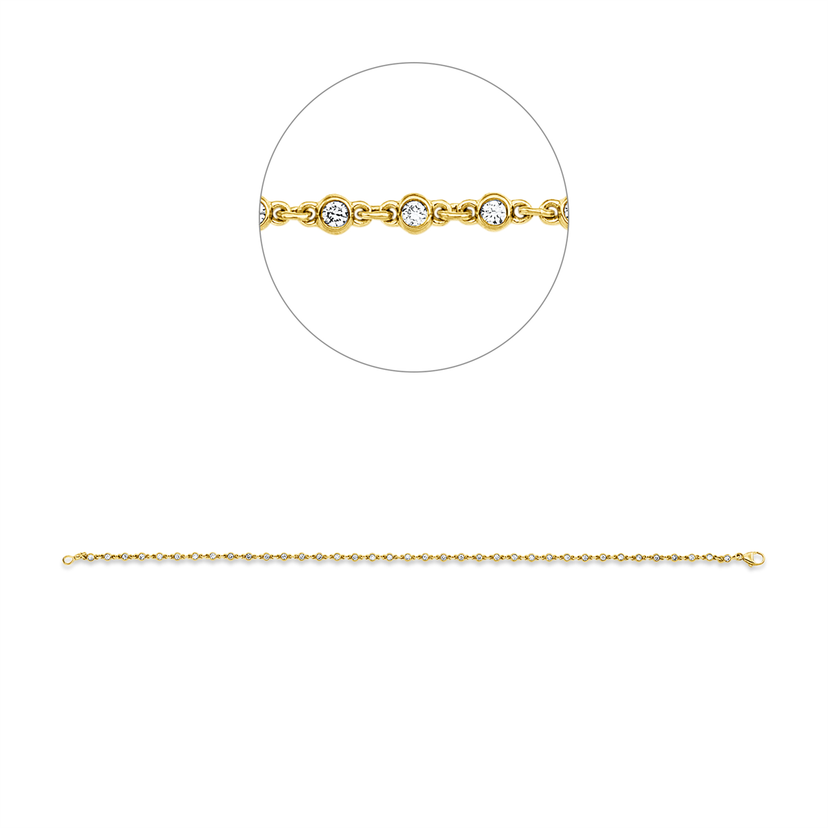 diamond full cut modern woman bracelet in yellow gold