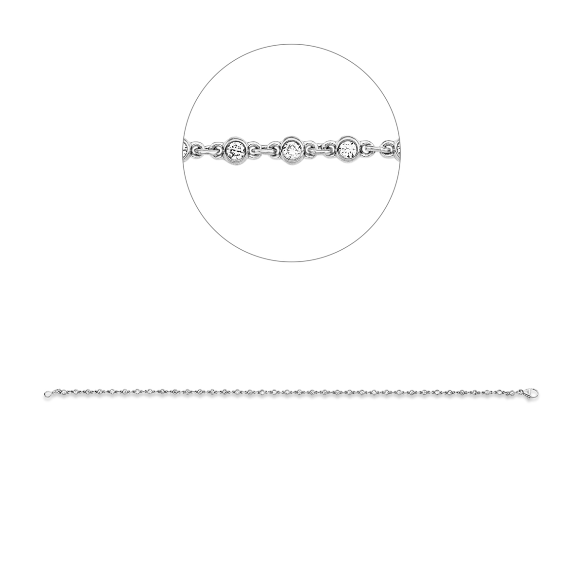 diamond full cut modern woman bracelet in white gold