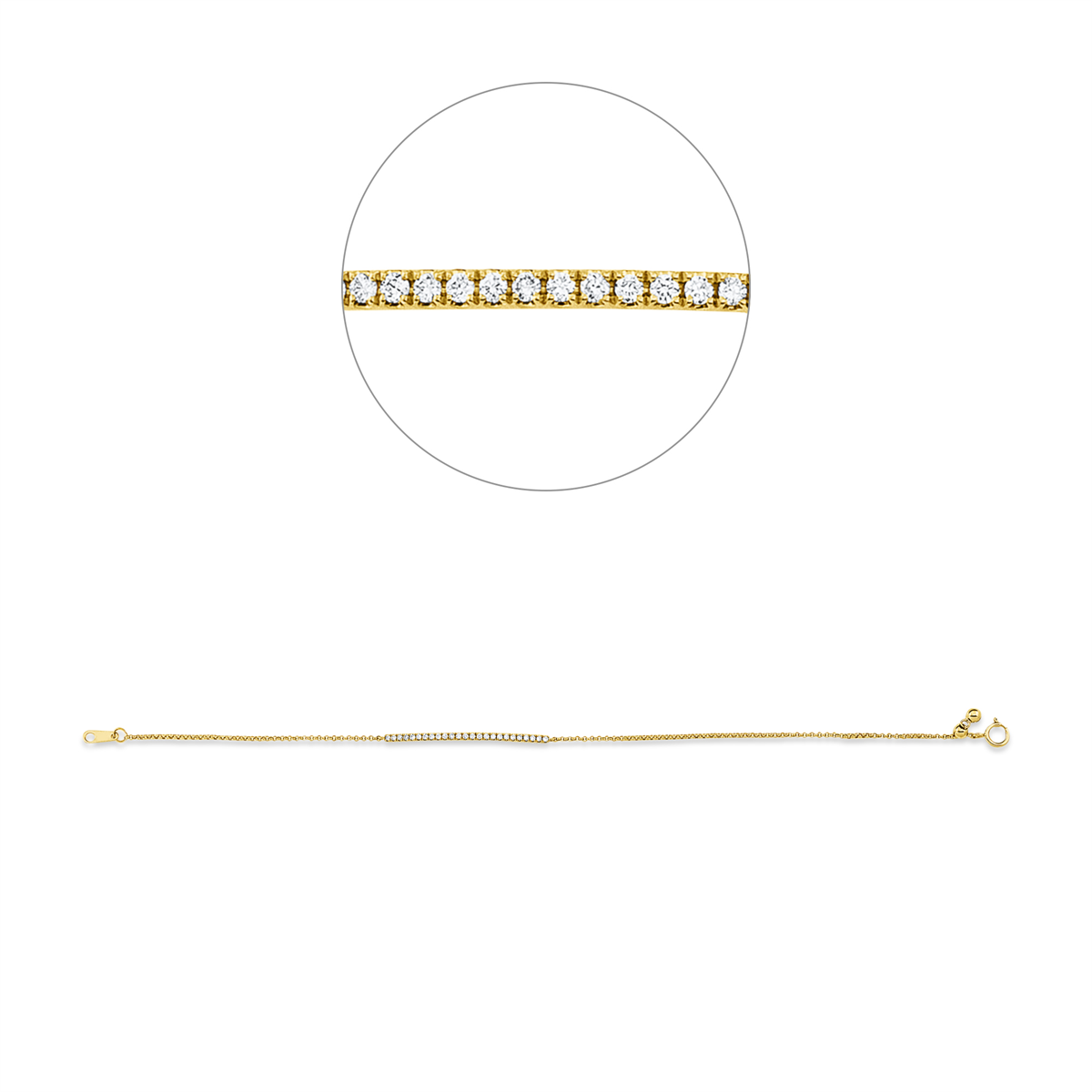 diamond full cut modern woman bracelet in yellow gold