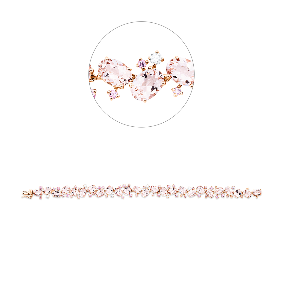 diamond full cut sapphire colored stone fashion bracelet in red gold