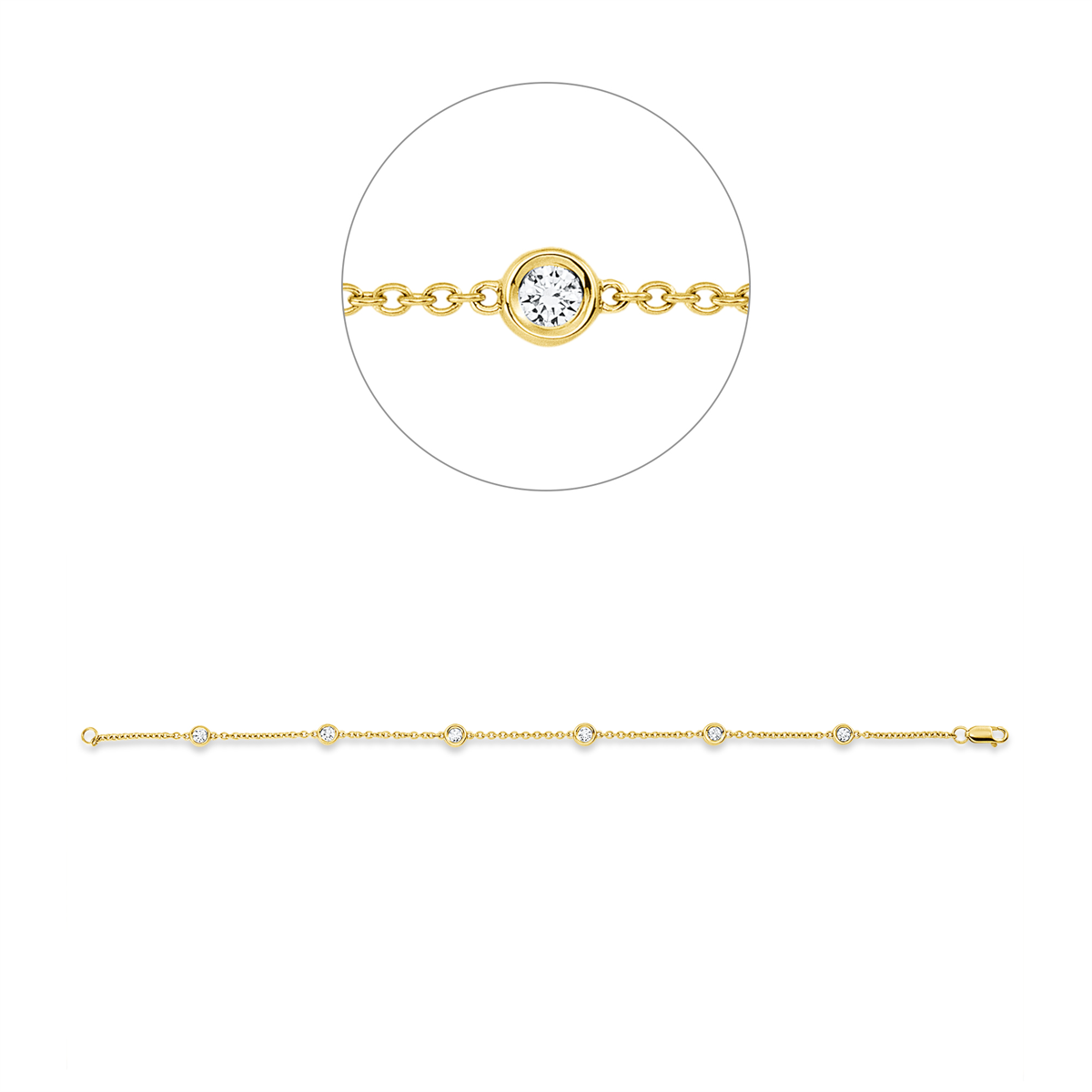 diamond full cut modern woman bracelet in yellow gold