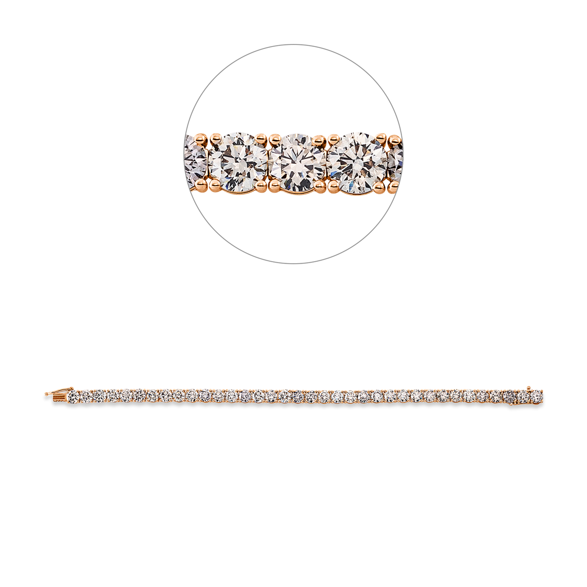 diamond full cut tennis bracelet bracelet in red gold