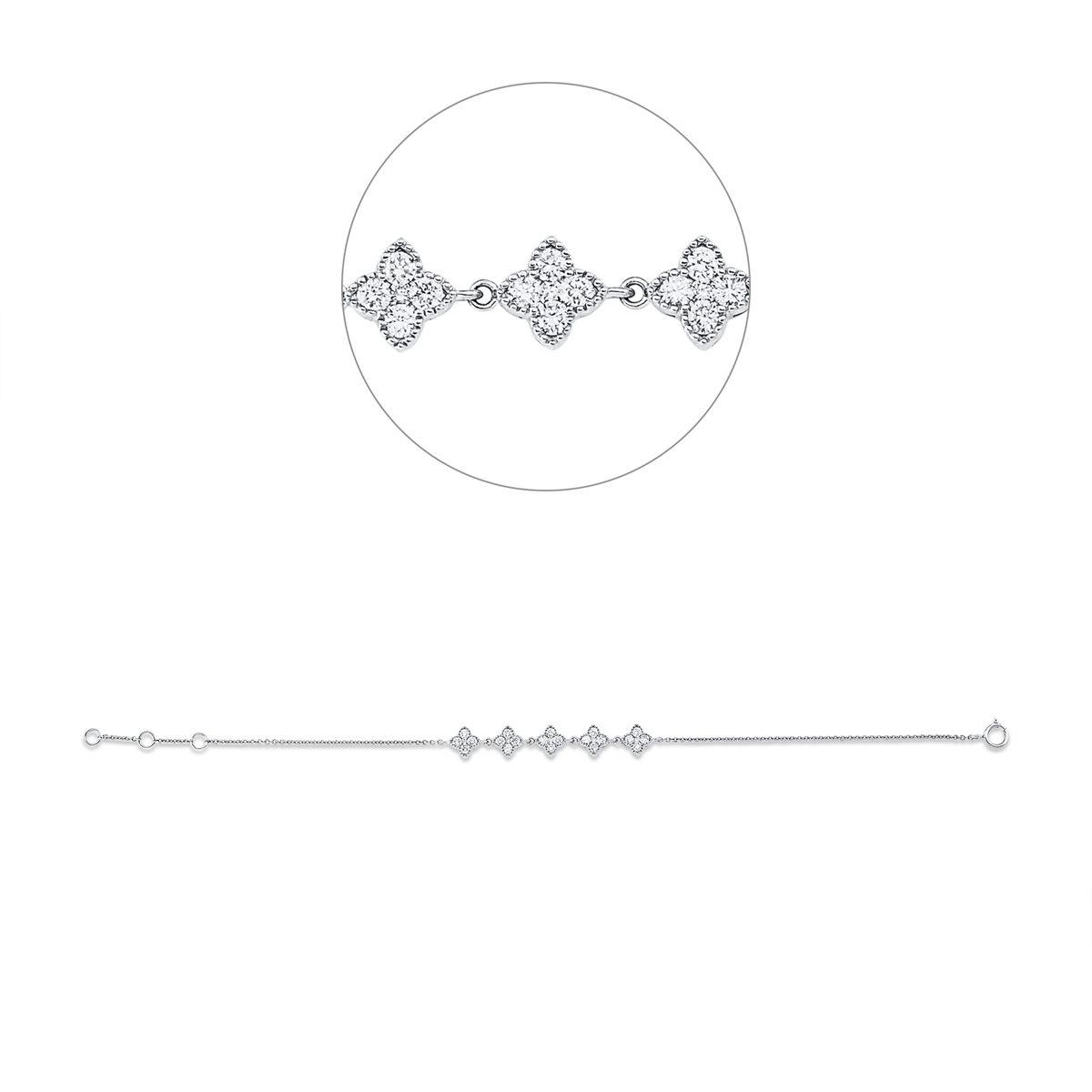 diamond full cut modern woman bracelet in white gold