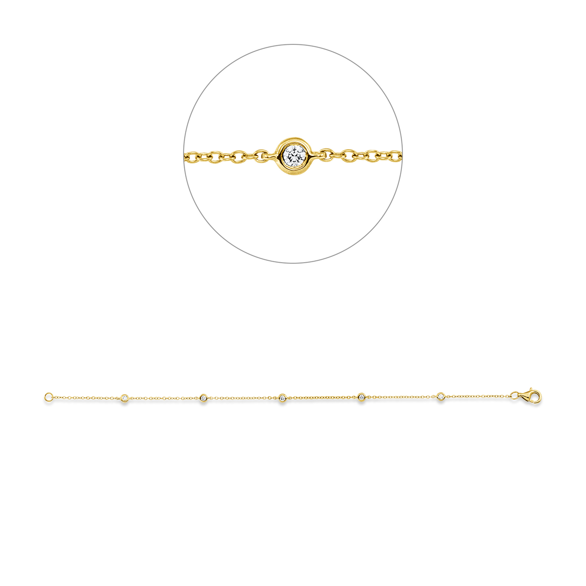 diamond full cut modern woman bracelet in yellow gold