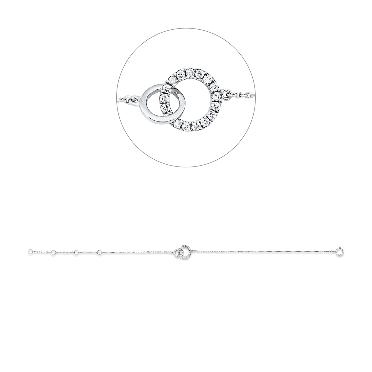 diamond full cut modern woman bracelet in white gold