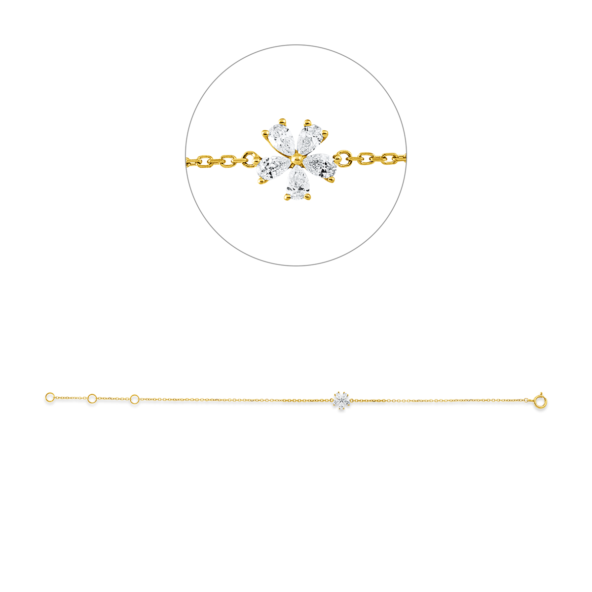 pear shape modern woman bracelet in yellow gold