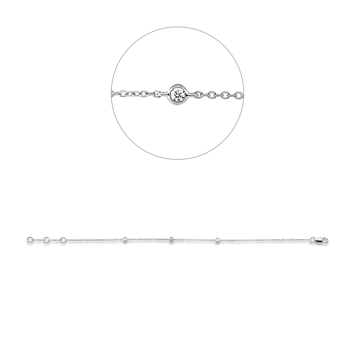 diamond full cut modern woman bracelet in white gold