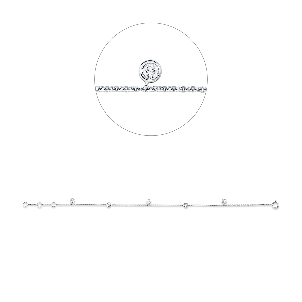 diamond full cut modern woman bracelet in white gold