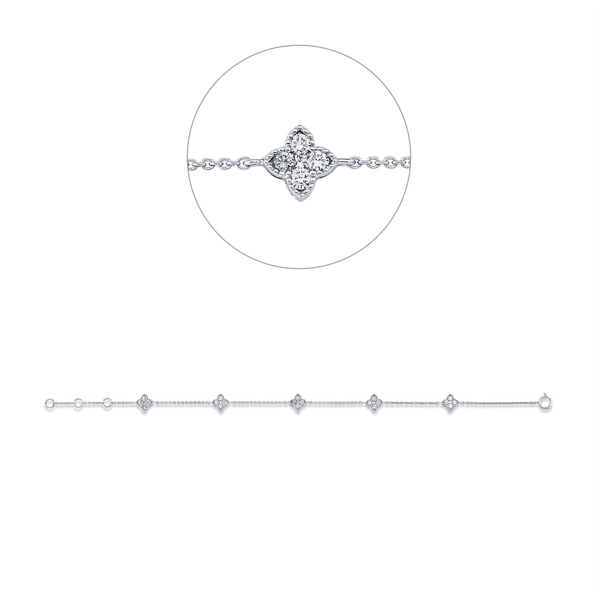 diamond full cut modern woman bracelet in white gold