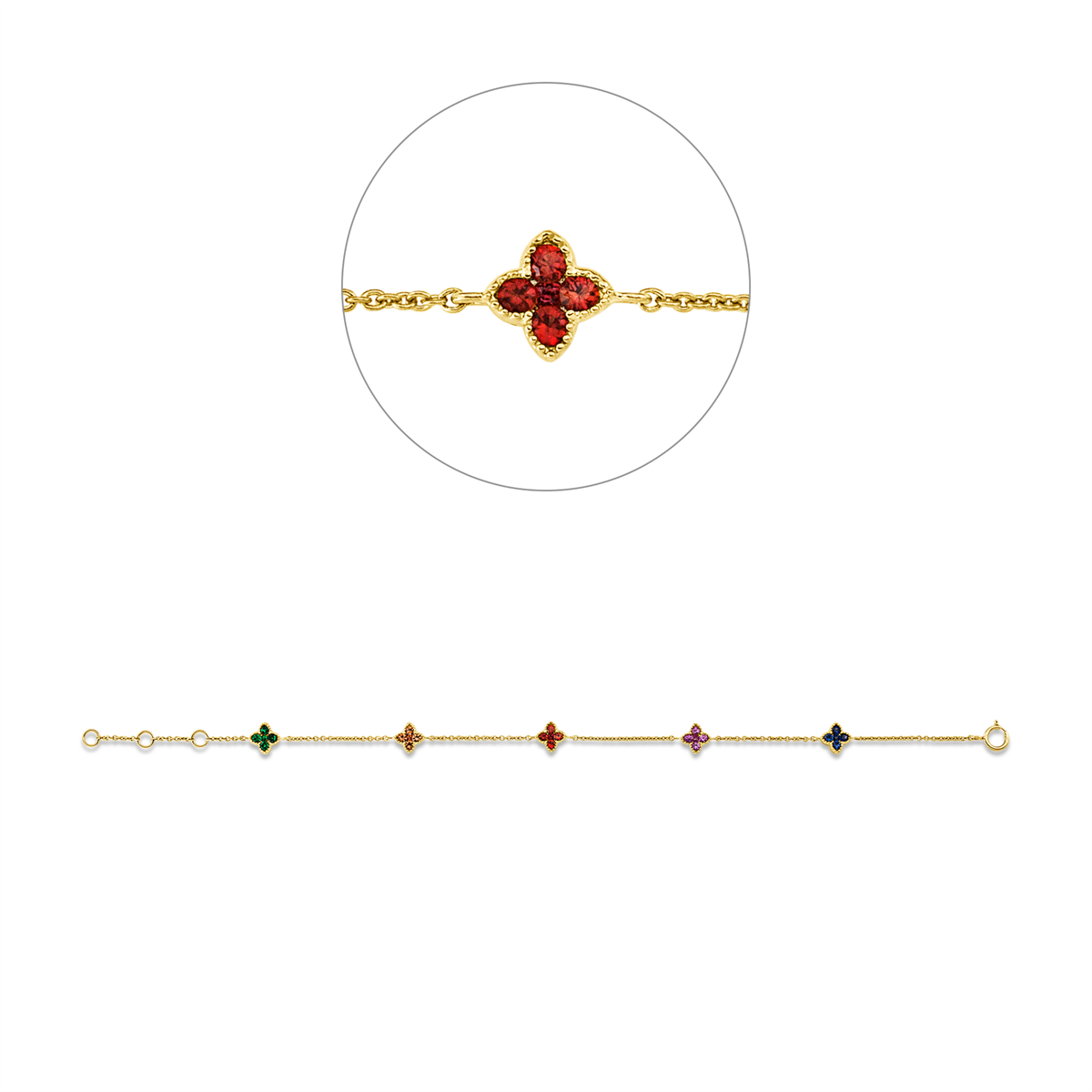 Klassieke armband met gekleurde stenen - 5G304