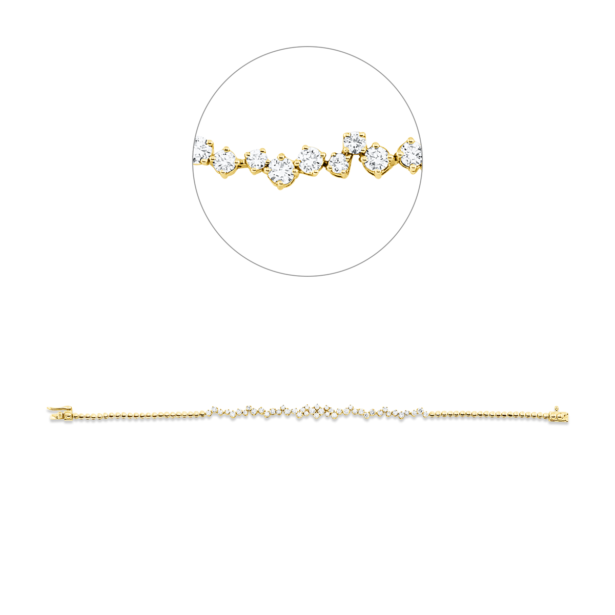 diamond full cut modern woman bracelet in yellow gold
