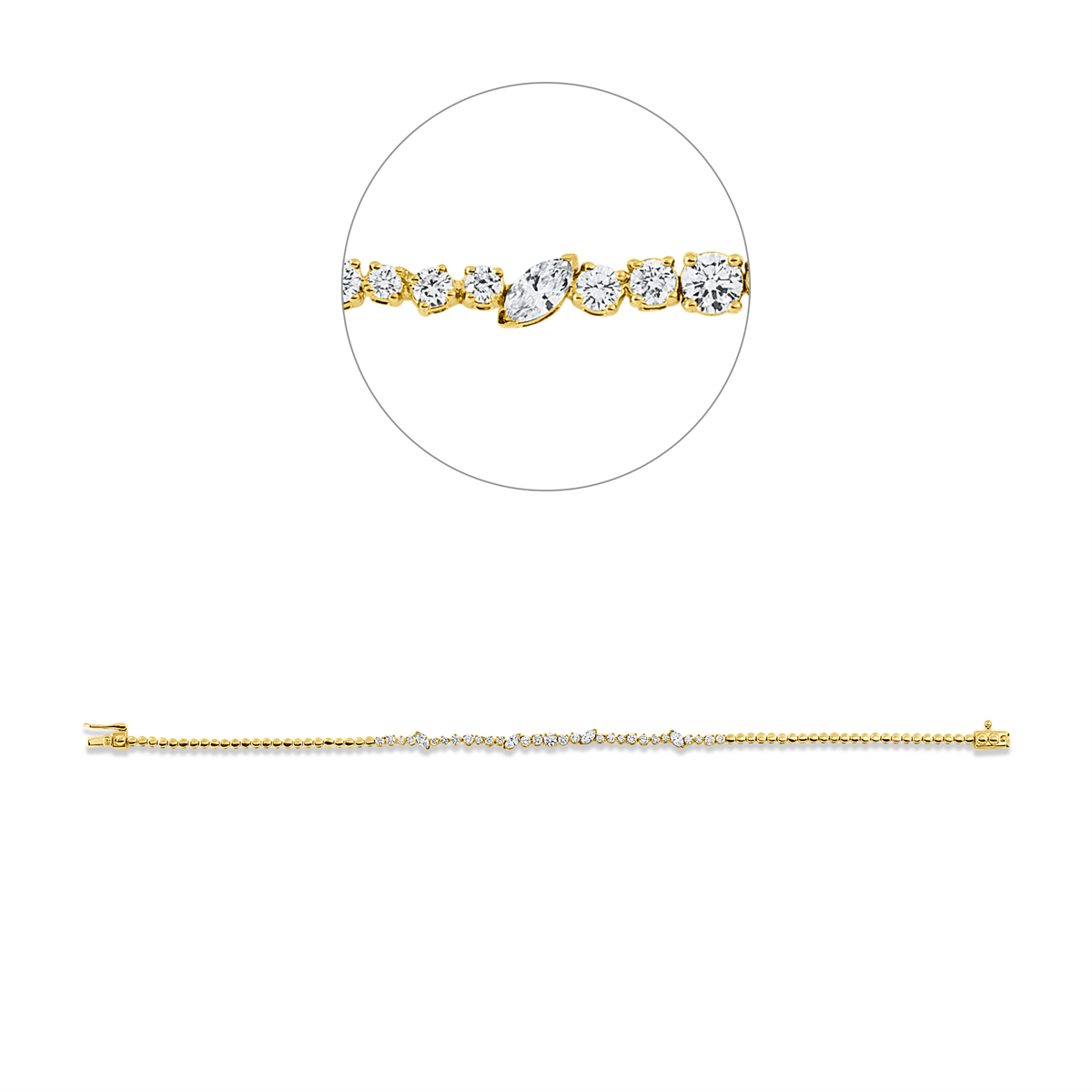 diamond full cut modern woman bracelet in yellow gold