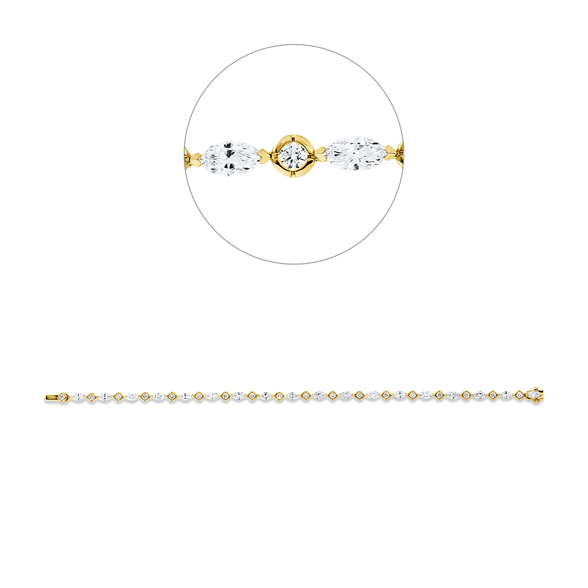 diamond full cut modern woman bracelet in yellow gold / white gold