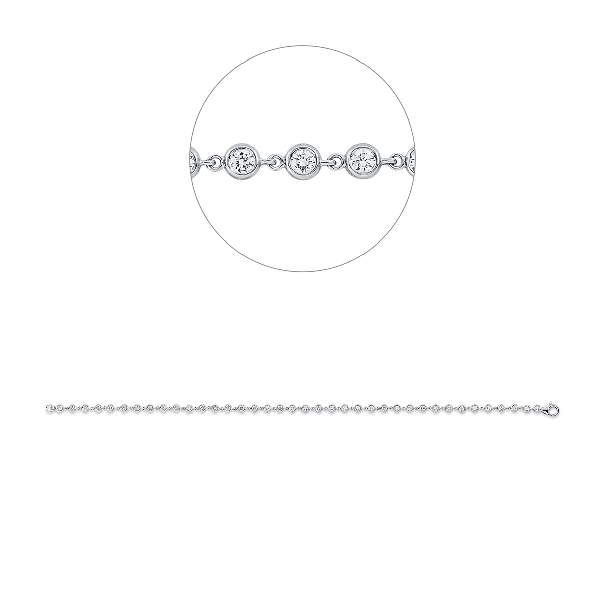diamond full cut modern woman bracelet in white gold