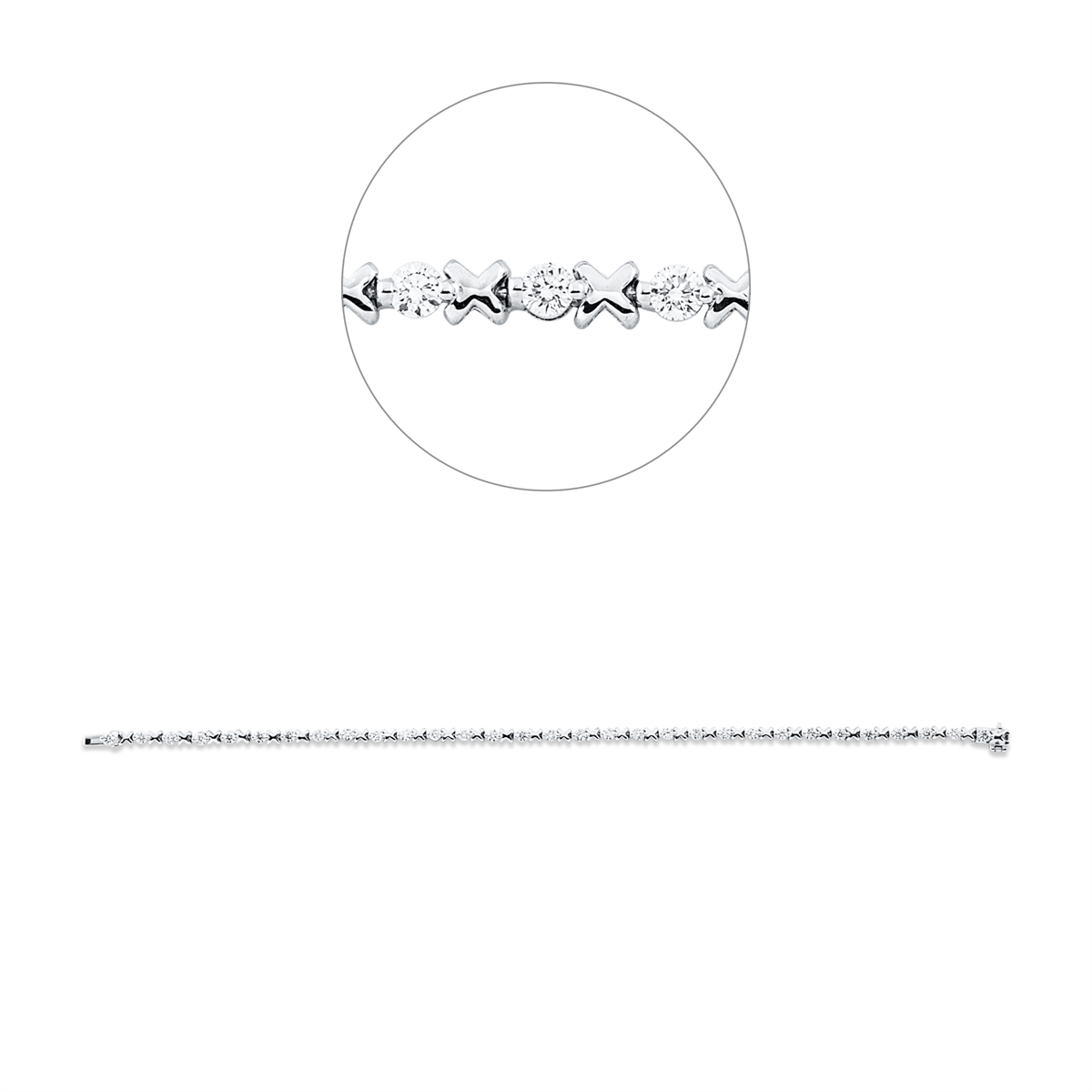 diamond full cut modern woman bracelet in white gold
