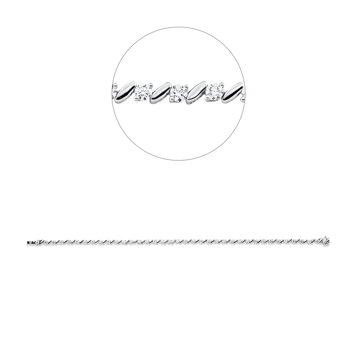 diamond full cut multi-stone bracelet in white gold