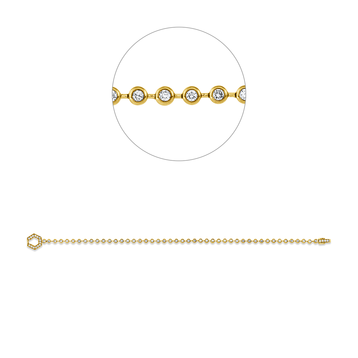 diamond full cut modern woman bracelet in yellow gold