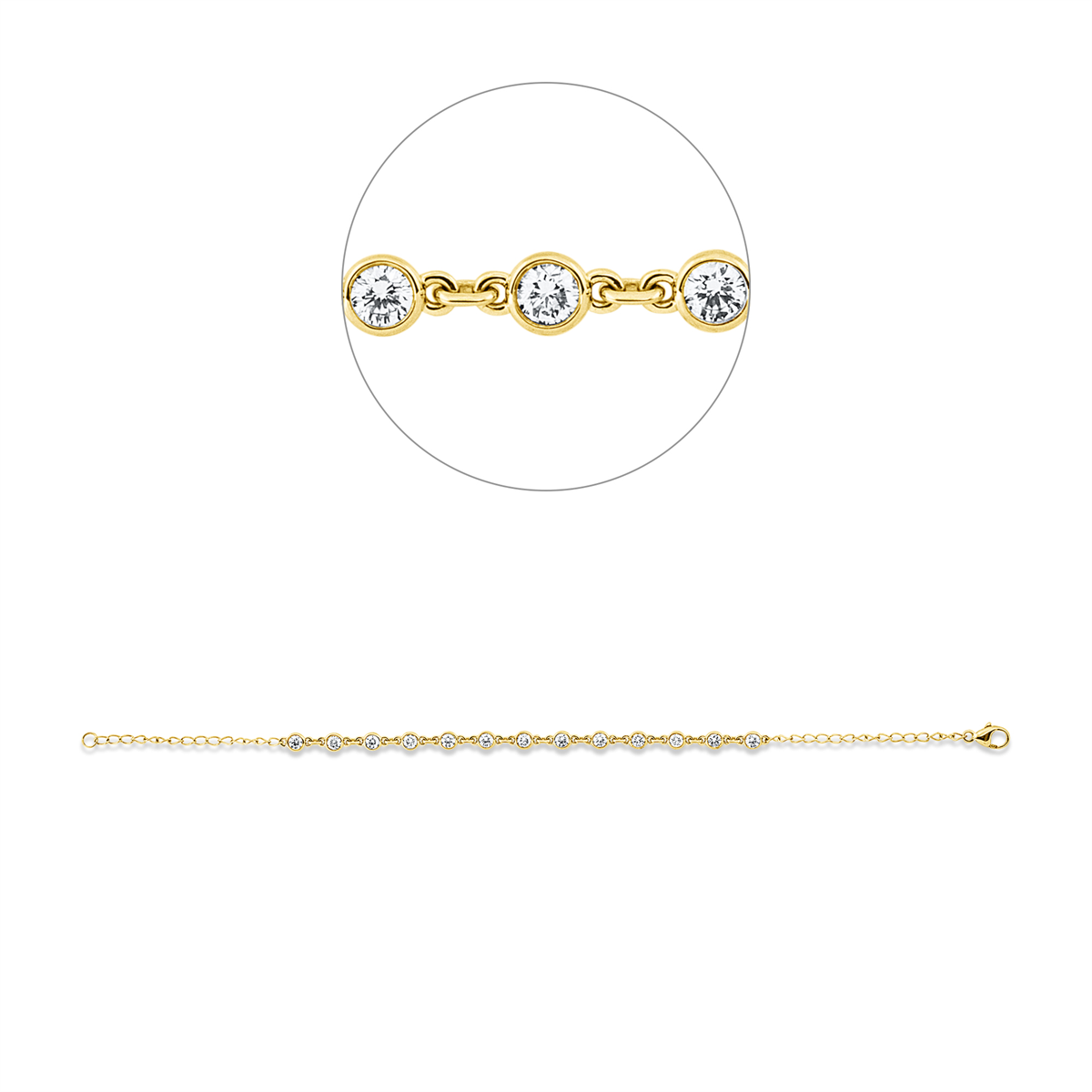 diamond full cut modern woman bracelet in yellow gold