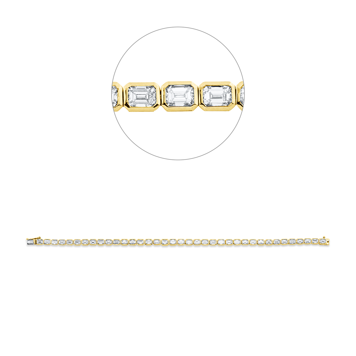 emerald cut exclusive bracelet in yellow gold / white gold