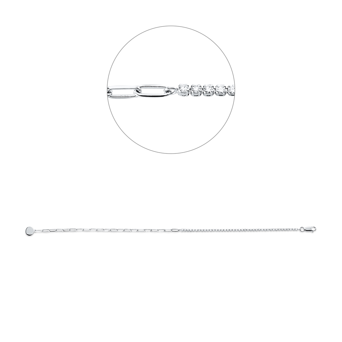 diamond full cut modern woman bracelet in white gold