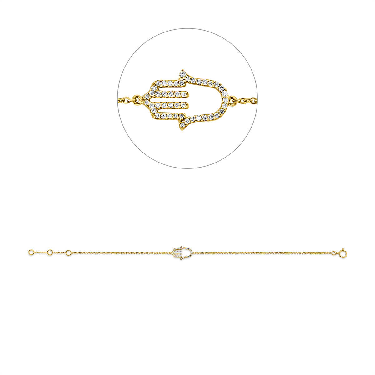 diamond full cut symbol bracelet in yellow gold
