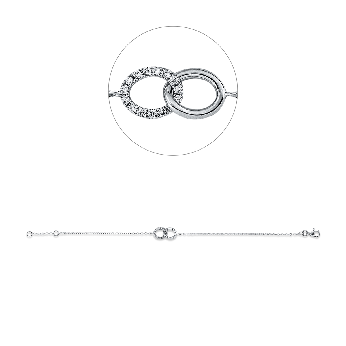 diamond full cut modern woman bracelet in white gold