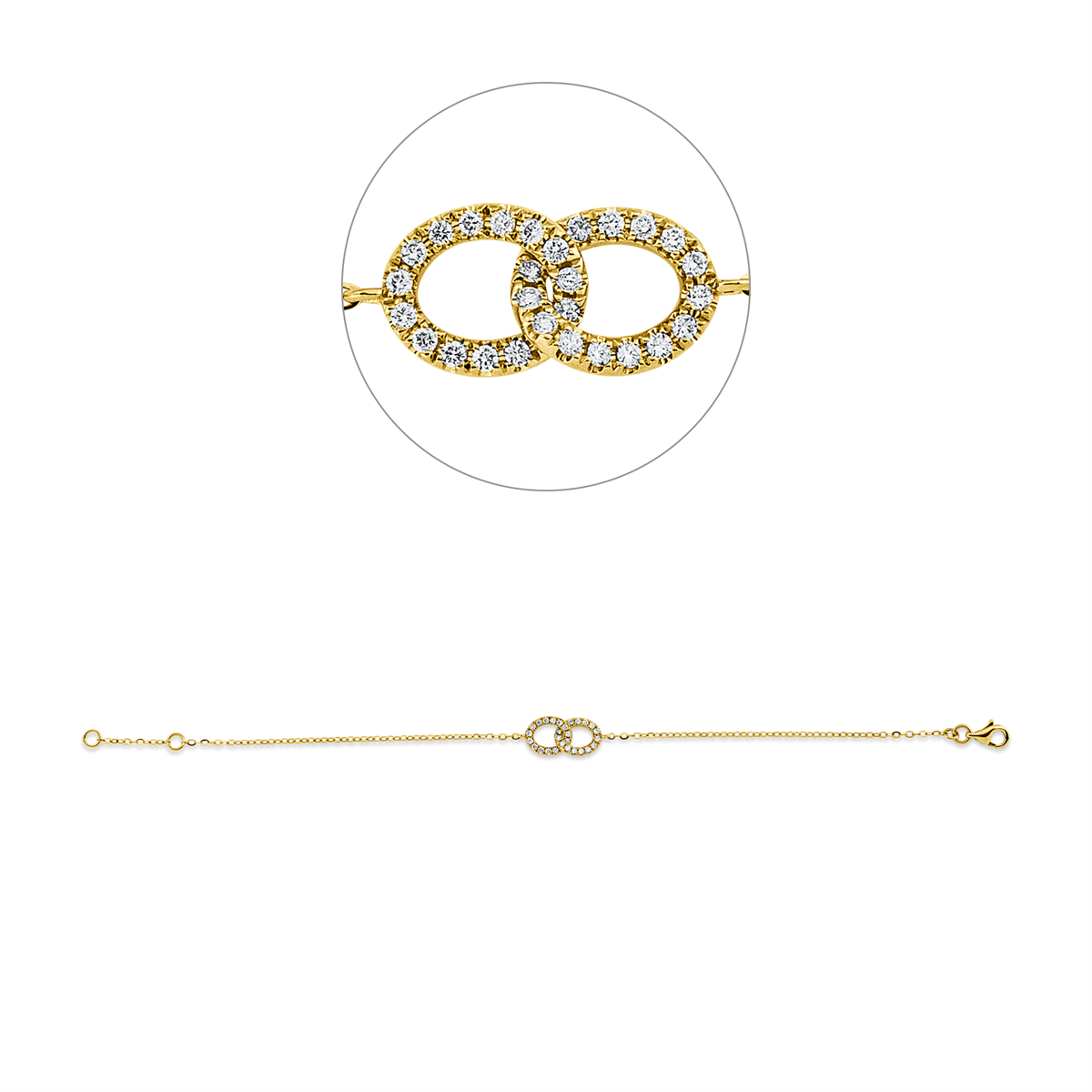 diamond full cut modern woman bracelet in yellow gold