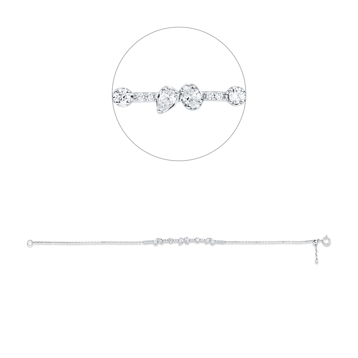diamond full cut modern woman bracelet in white gold