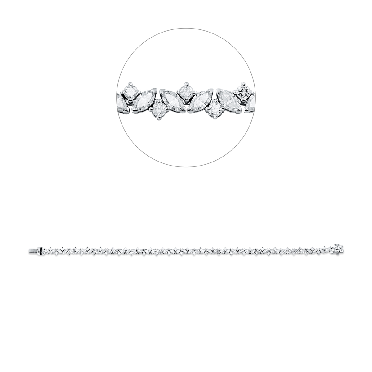 diamond full cut exclusive bracelet in white gold platinum 950
