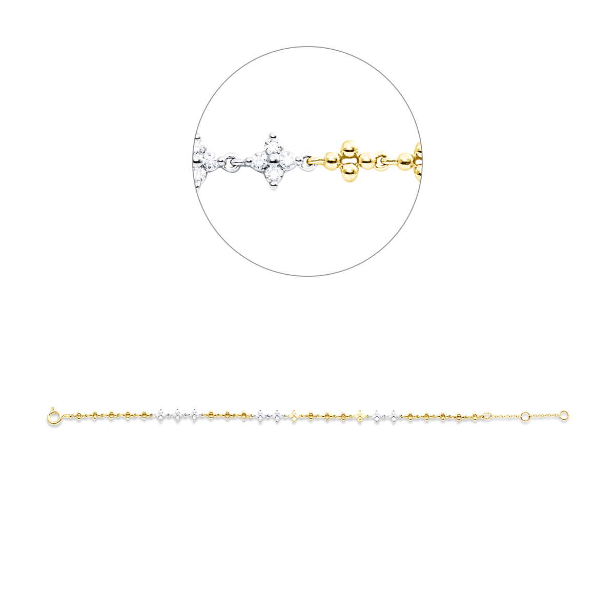 diamond full cut modern woman bracelet in yellow gold / white gold