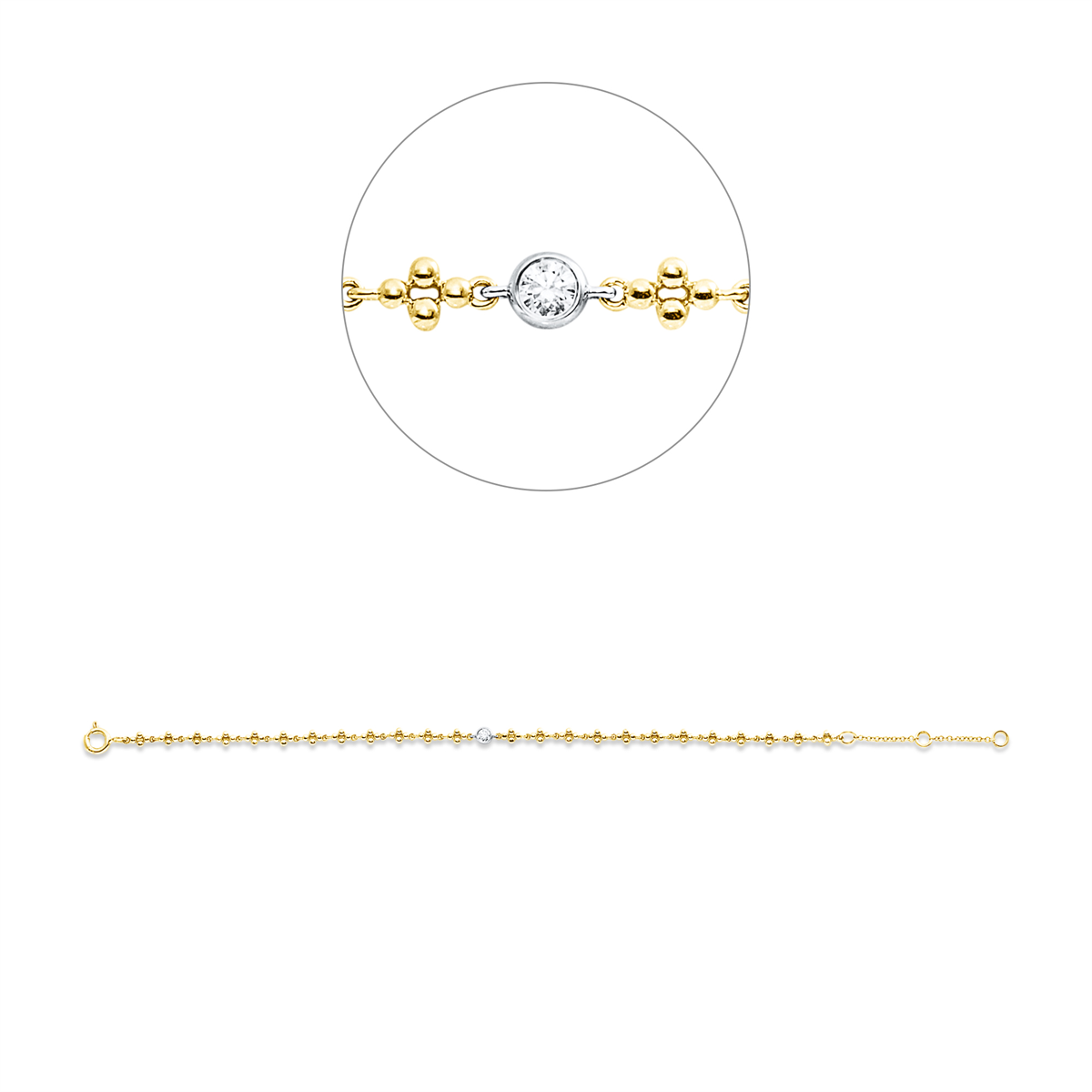 diamond full cut exclusive bracelet in yellow gold / white gold