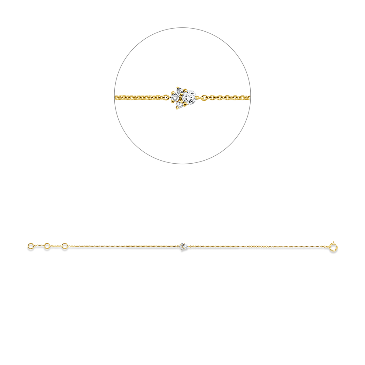 diamond full cut modern woman bracelet in yellow gold